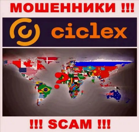 Юрисдикция Ciclex не предоставлена на web-сайте компании - это мошенники !!! Будьте очень внимательны !