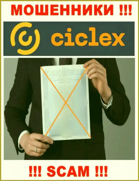 Сведений о лицензионном документе организации Ciclex Com на ее официальном интернет-портале нет