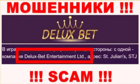 Delux-Bet Entertainment Ltd - это организация, управляющая internet мошенниками Делюкс Бет