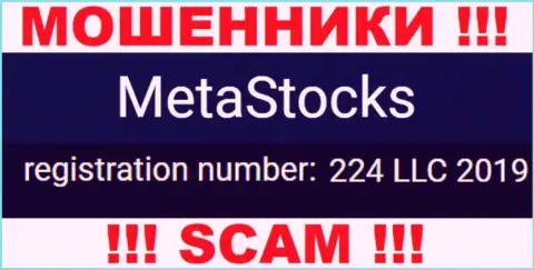 В глобальной сети internet орудуют аферисты MetaStocks !!! Их номер регистрации: 224 LLC 2019
