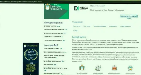 Материал об условиях торгов форекс компании Киехо, размещенный на сайте Directory FinanceMagnates Com