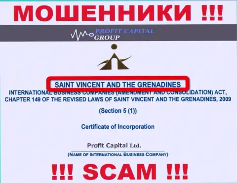 Юридическое место регистрации мошенников ProfitCapital Group - St. Vincent and the Grenadines
