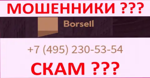 С какого телефонного номера будут звонить мошенники из компании Borsell Ru неведомо, у них их множество