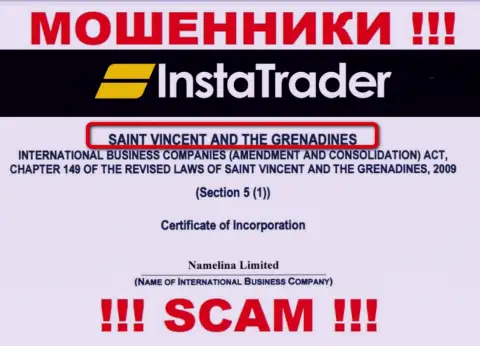 St. Vincent and the Grenadines - это место регистрации организации InstaTrader, которое находится в офшоре