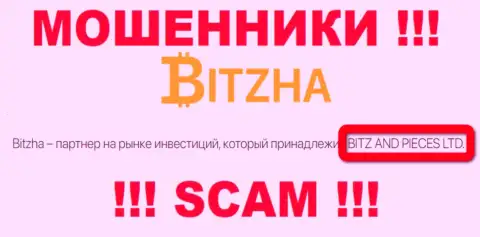 На официальном веб-ресурсе Битжа 24 обманщики сообщают, что ими руководит BITZ AND PIECES LTD