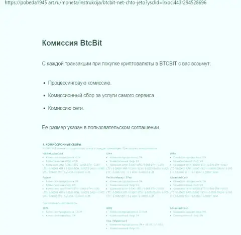 О комиссионных сборах интернет-обменки BTCBit можно узнать из информационной статьи, расположенной на информационном портале победа1945 арт ру